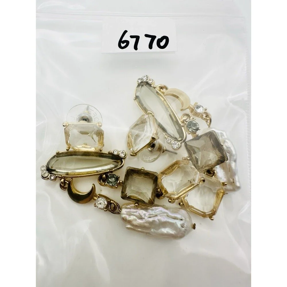 Gold Tone Crystal Baroque Pearl Statement Earrings